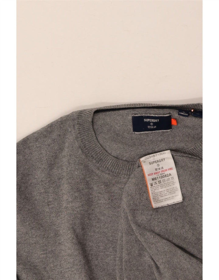 SUPERDRY Womens Crew Neck Jumper Sweater UK 14 Medium Grey Cotton