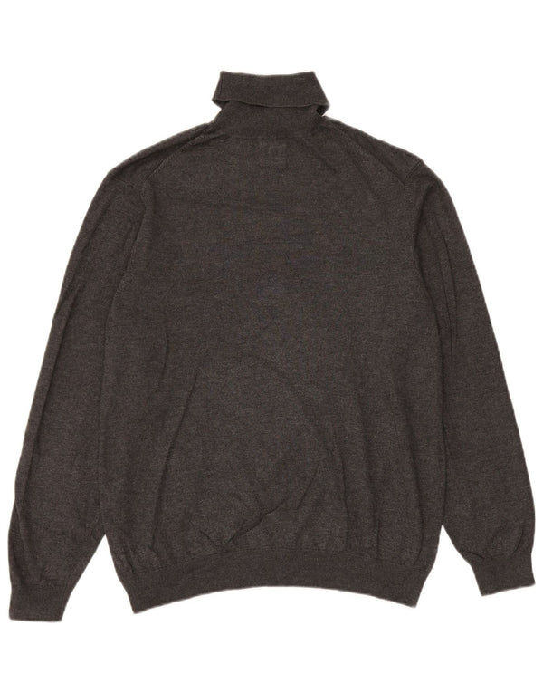 Zara Mens Roll Neck Jumper Sweater Large Grey Viscose