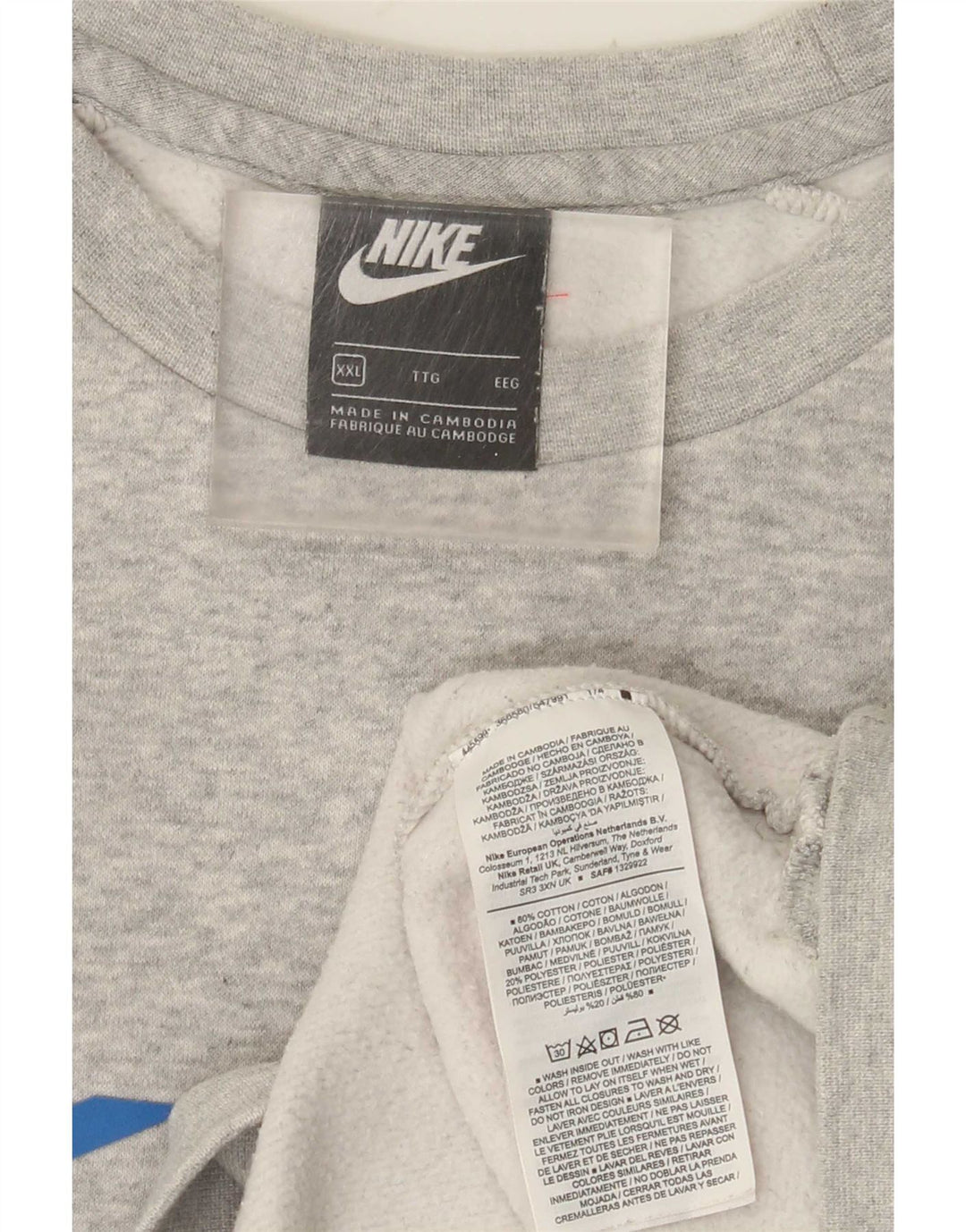 NIKE Mens Sweatshirt Jumper 2XL Grey Colourblock Cotton