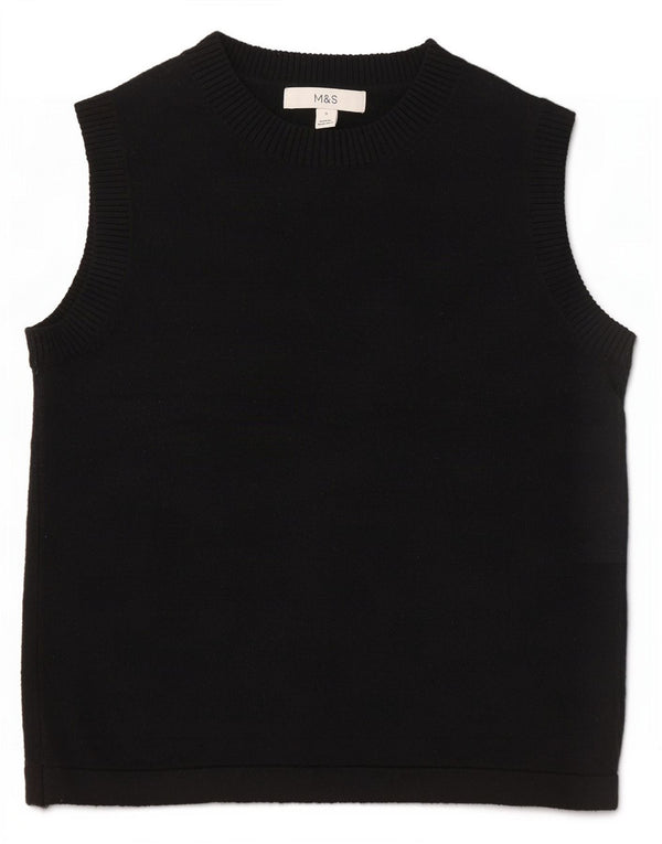 Marks & Spencer Womens Crop Vest Tank Top UK 10 Small Black Polyester