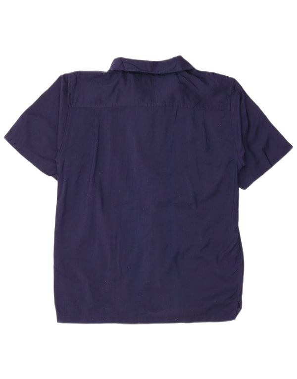 Mossimo Boys Short Sleeve Shirt 14-15 Years Large Navy Blue Striped