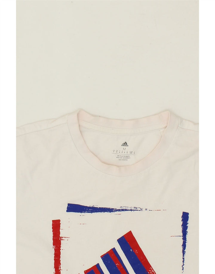 ADIDAS Mens Graphic T-Shirt Top Medium White Cotton Vintage Adidas and Second-Hand Adidas from Messina Hembry 