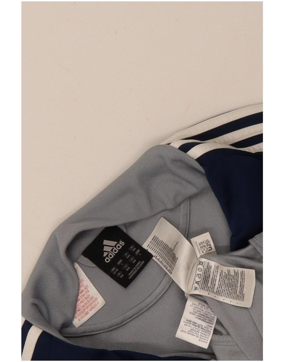 Adidas Boys Tracksuit Top Jacket 13-14 Years Grey Colourblock Polyester