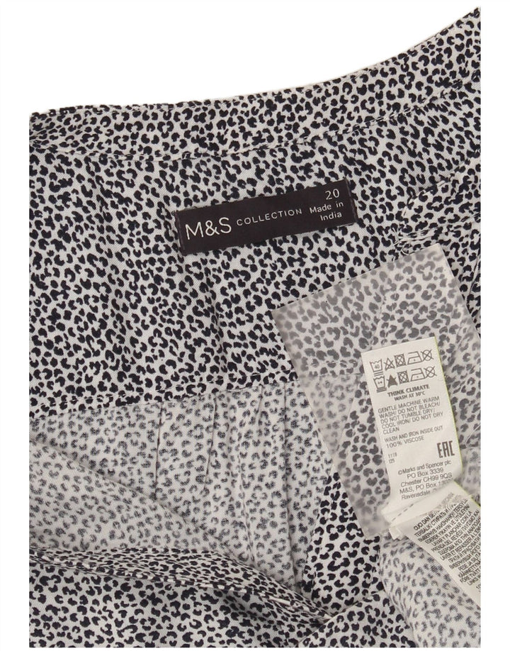 Marks & Spencer Womens Pullover Shirt Blouse UK 20 2XL White Animal Print