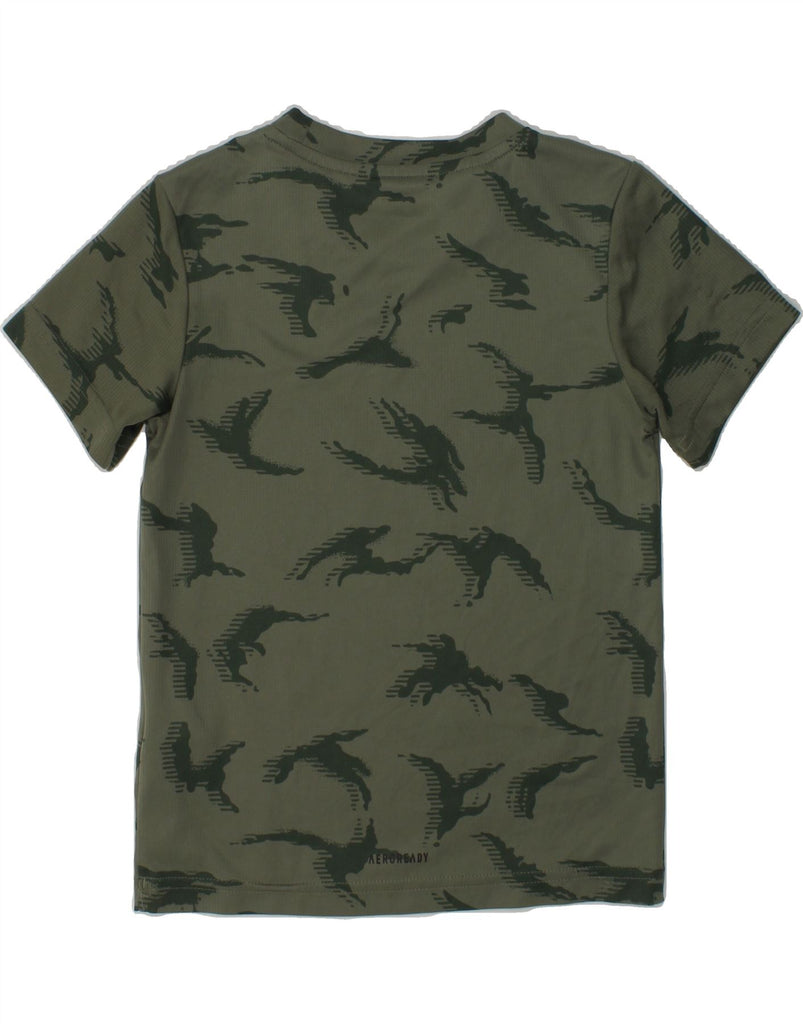 ADIDAS Boys Graphic T-Shirt Top 5-6 Years Khaki Camouflage Polyester | Vintage Adidas | Thrift | Second-Hand Adidas | Used Clothing | Messina Hembry 