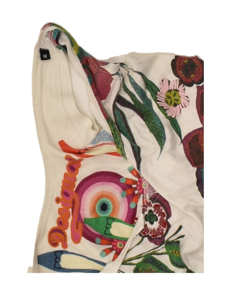 DESIGUAL Womens Sleeveless Graphic Tunic Top UK 12 Medium Beige Floral | Vintage Desigual | Thrift | Second-Hand Desigual | Used Clothing | Messina Hembry 