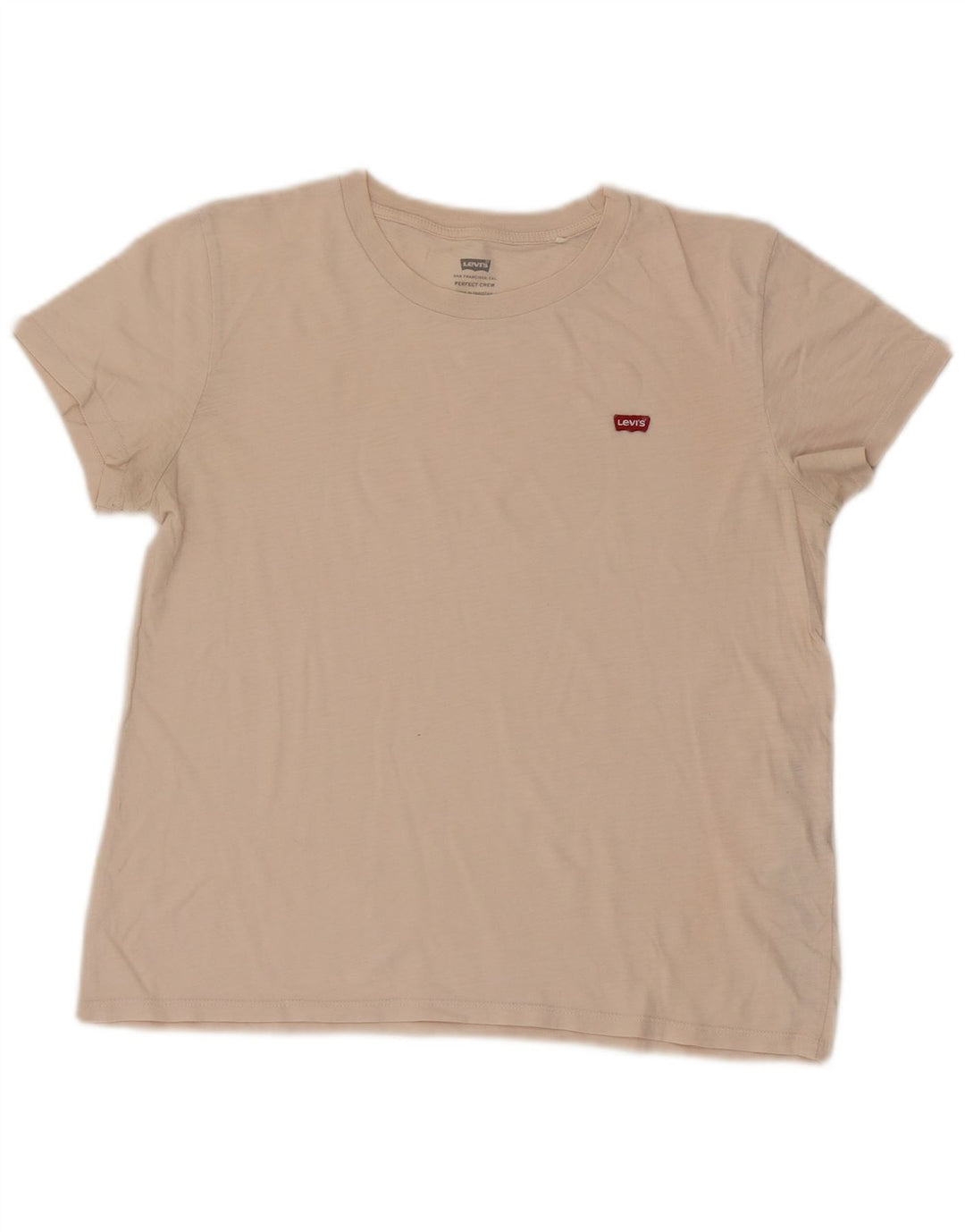 Levi's Womens Perfect Crew T-Shirt Top UK 14 Medium Beige Cotton