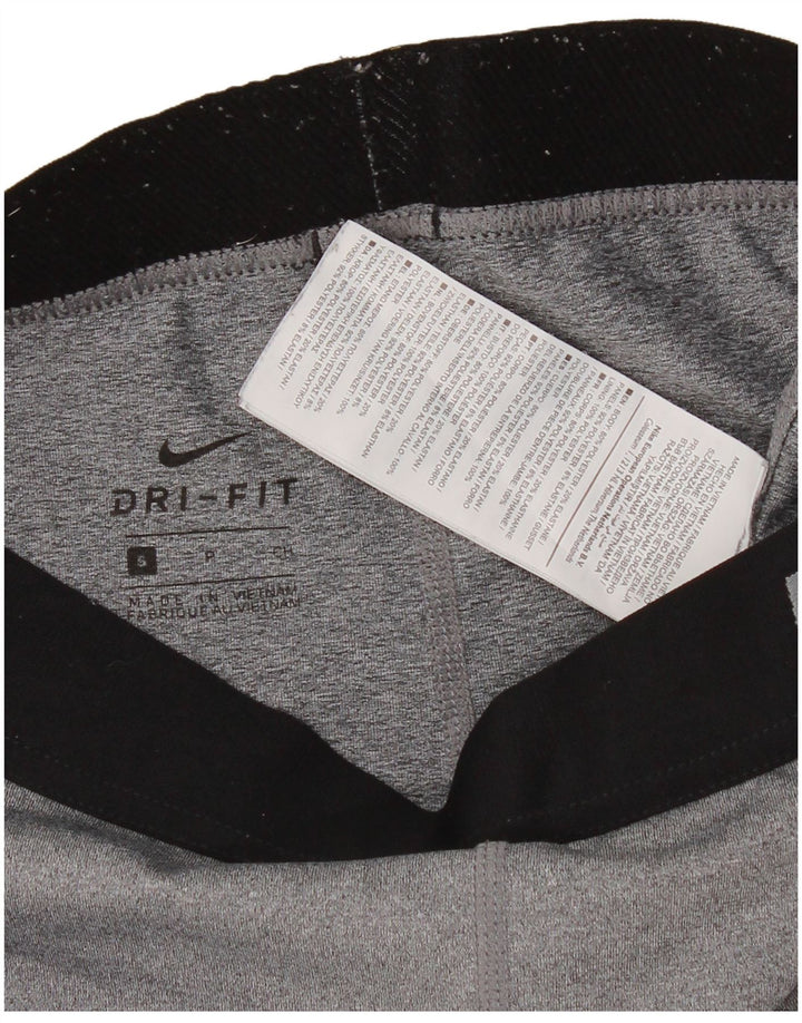 NIKE Womens Dri Fit Graphic Leggings UK 8 Small  Grey Colourblock