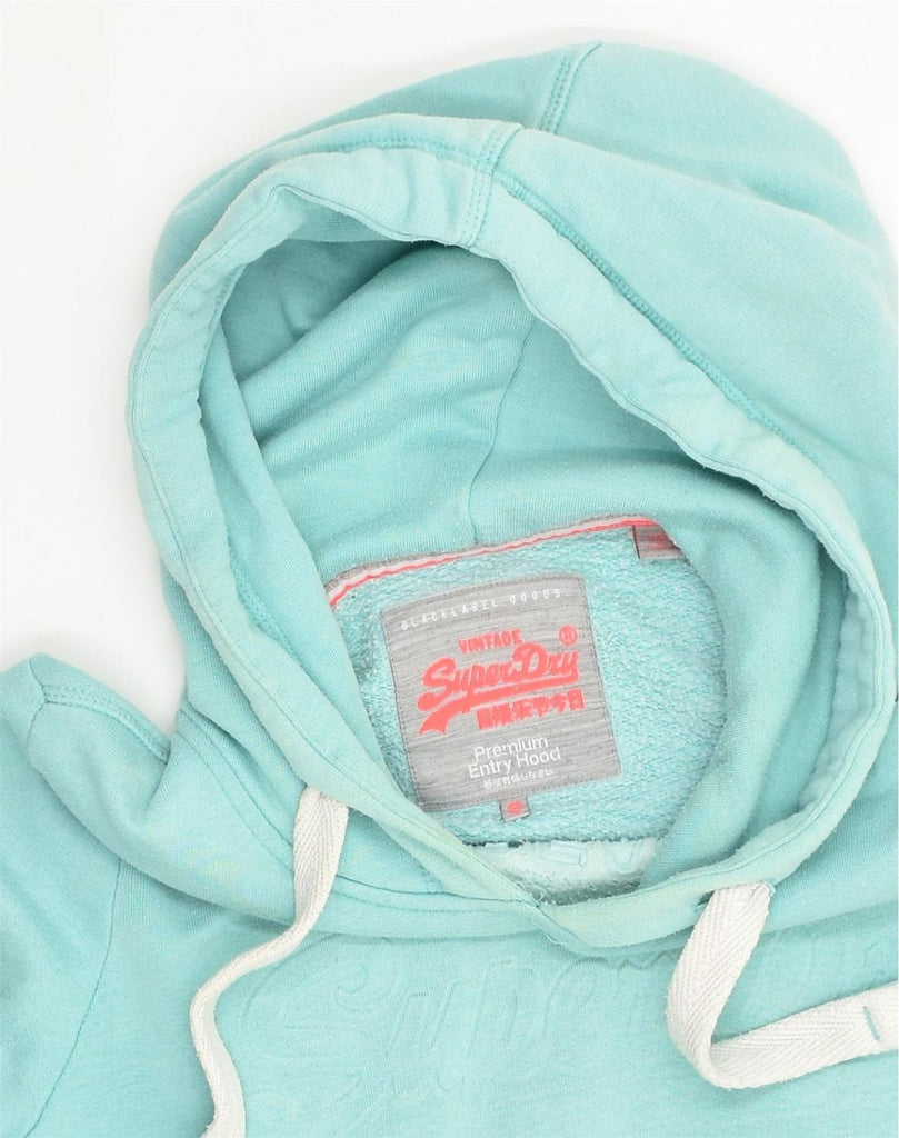 SUPERDRY Womens Premium Hoodie Jumper UK 8 Small Turquoise Cotton | Vintage Superdry | Thrift | Second-Hand Superdry | Used Clothing | Messina Hembry 