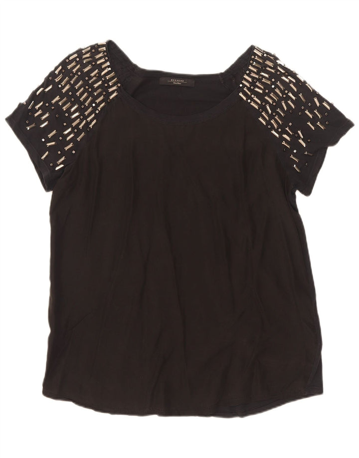 Max Mara Womens Weekend T-Shirt Top UK 12 Medium Black Cotton