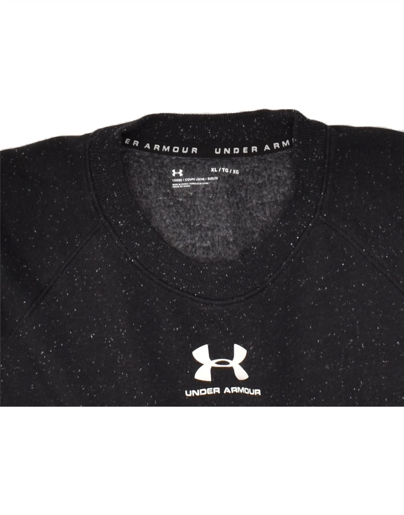 UNDER ARMOUR Mens Tall Graphic Sweatshirt Jumper XL Black Flecked Cotton | Vintage Under Armour | Thrift | Second-Hand Under Armour | Used Clothing | Messina Hembry 