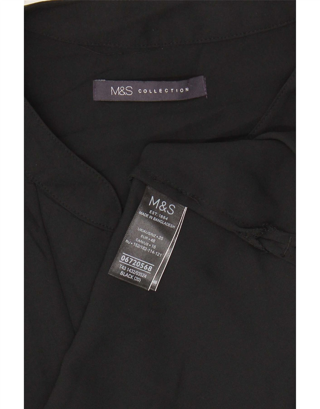 Marks & Spencer Womens Sleeveless Blouse Top UK 20 2XL Black Polyester
