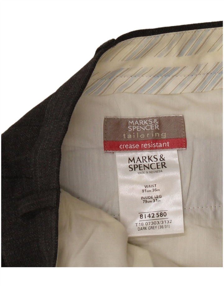 Marks & Spencer Mens Tailored Fit Suit Trousers W36 L31 Grey Polyester