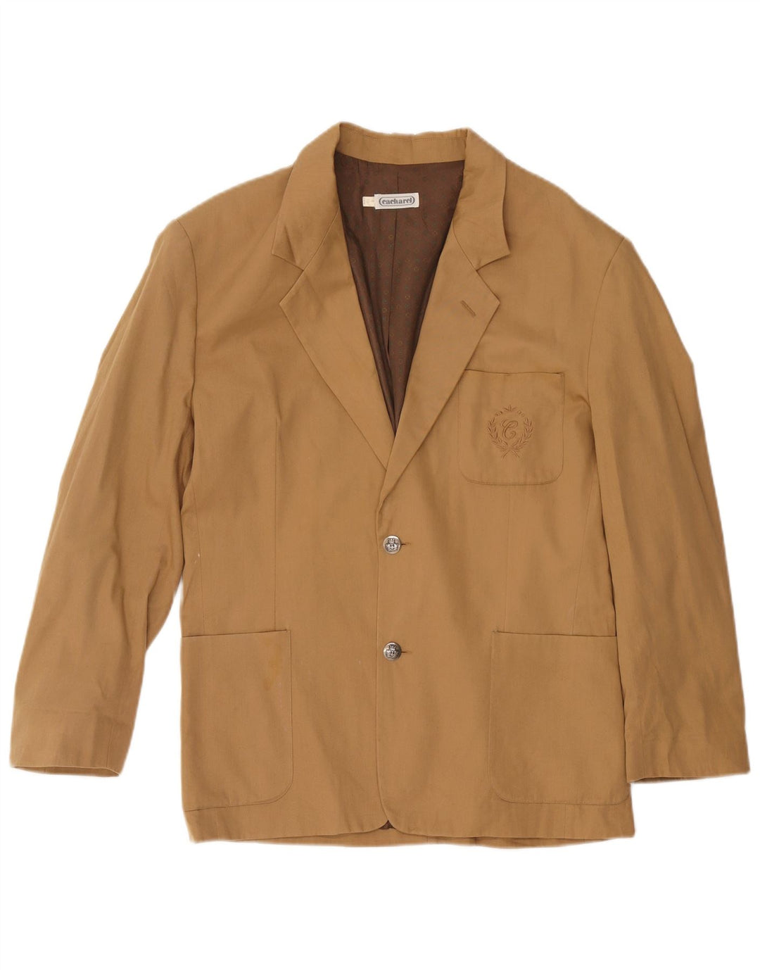 CACHAREL Boys 2 Button Blazer Jacket 15-16 Years Brown Cotton