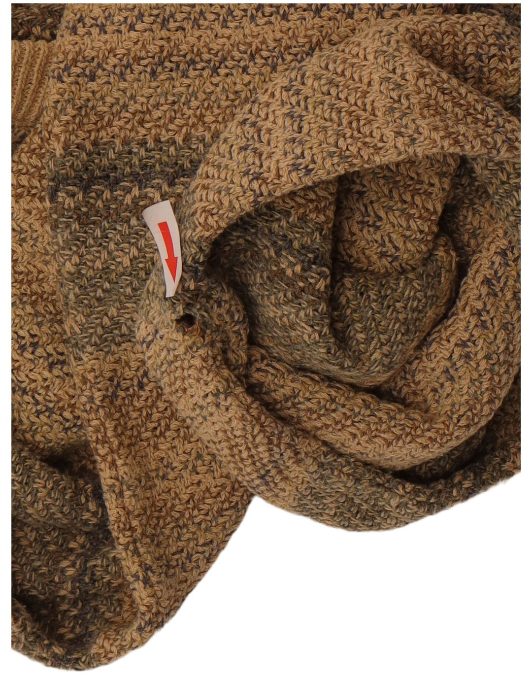 Vintage Mens V-Neck Jumper Sweater Medium Beige Striped