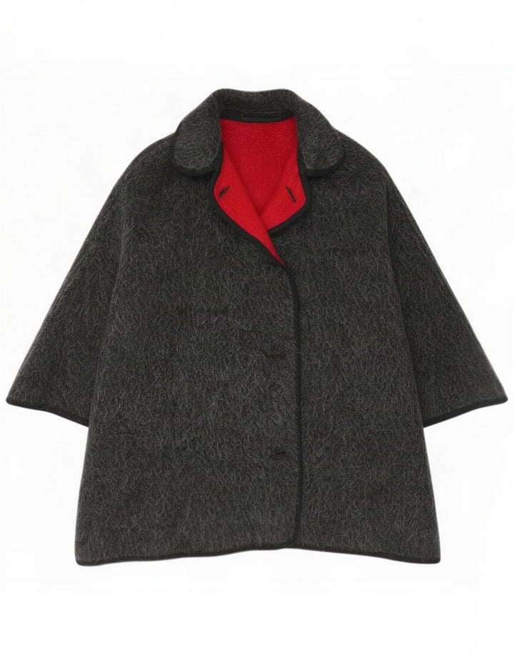 Vintage Womens Reversible Cape Coat One Size Grey