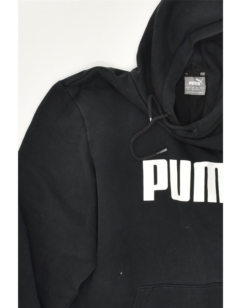 PUMA Mens Graphic Hoodie Jumper XL Black Cotton | Vintage Puma | Thrift | Second-Hand Puma | Used Clothing | Messina Hembry 