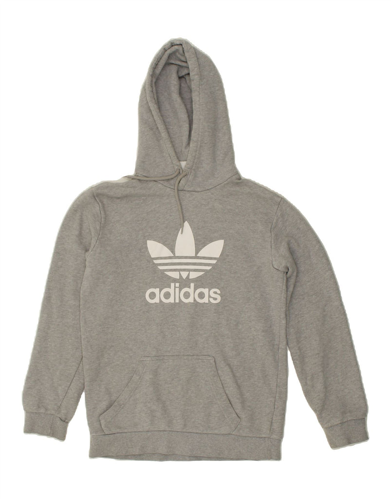 ADIDAS Womens Graphic Hoodie Jumper UK 6 XS Grey Cotton | Vintage Adidas | Thrift | Second-Hand Adidas | Used Clothing | Messina Hembry 