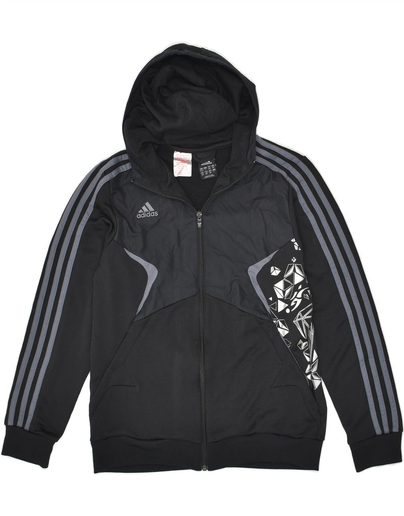 ADIDAS Boys Graphic Hooded Tracksuit Top Jacket 13-14 Years Black | Vintage Adidas | Thrift | Second-Hand Adidas | Used Clothing | Messina Hembry 