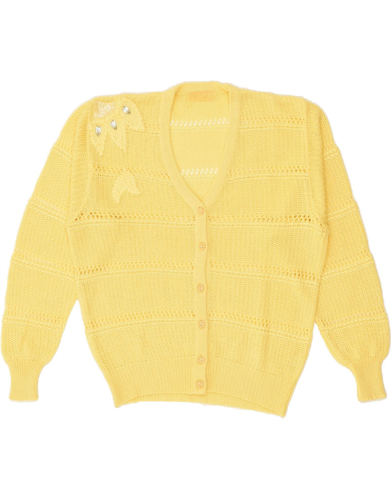 VINTAGE Womens Cardigan Sweater IT 48 XL Yellow Cotton | Vintage Vintage | Thrift | Second-Hand Vintage | Used Clothing | Messina Hembry 