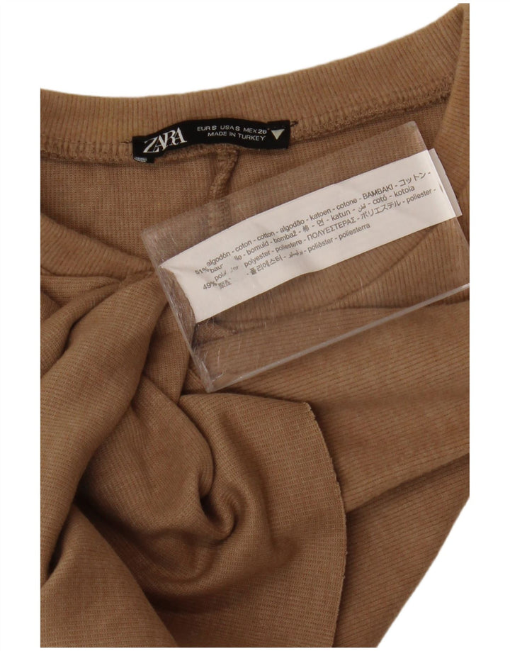 Zara Womens Vest Top UK 10 Small Brown Cotton