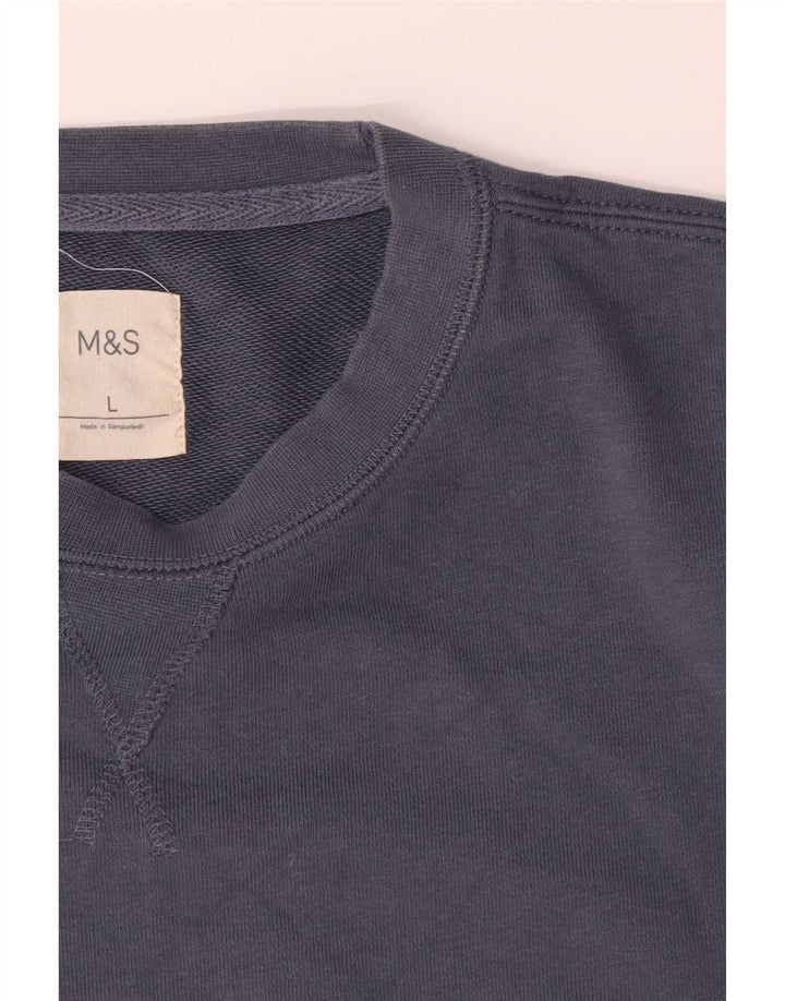Marks & Spencer Mens Sweatshirt Jumper Large Navy Blue Cotton