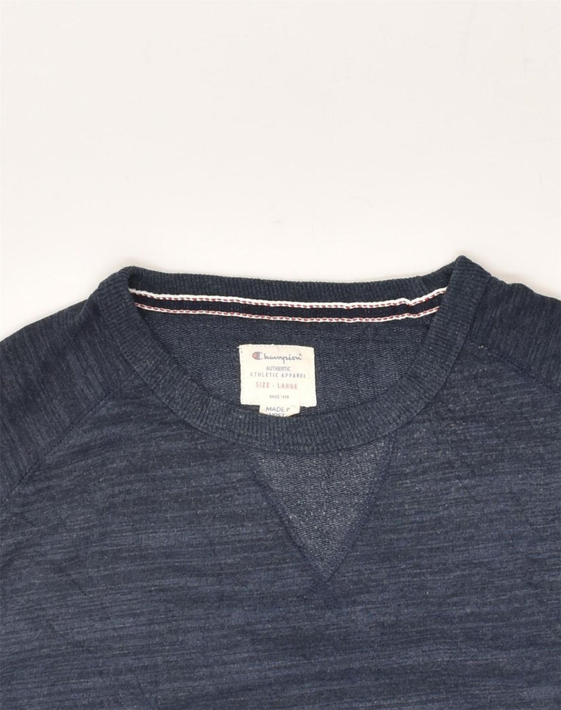 CHAMPION Mens Authentic Sweatshirt Jumper Large Navy Blue Cotton | Vintage Champion | Thrift | Second-Hand Champion | Used Clothing | Messina Hembry 