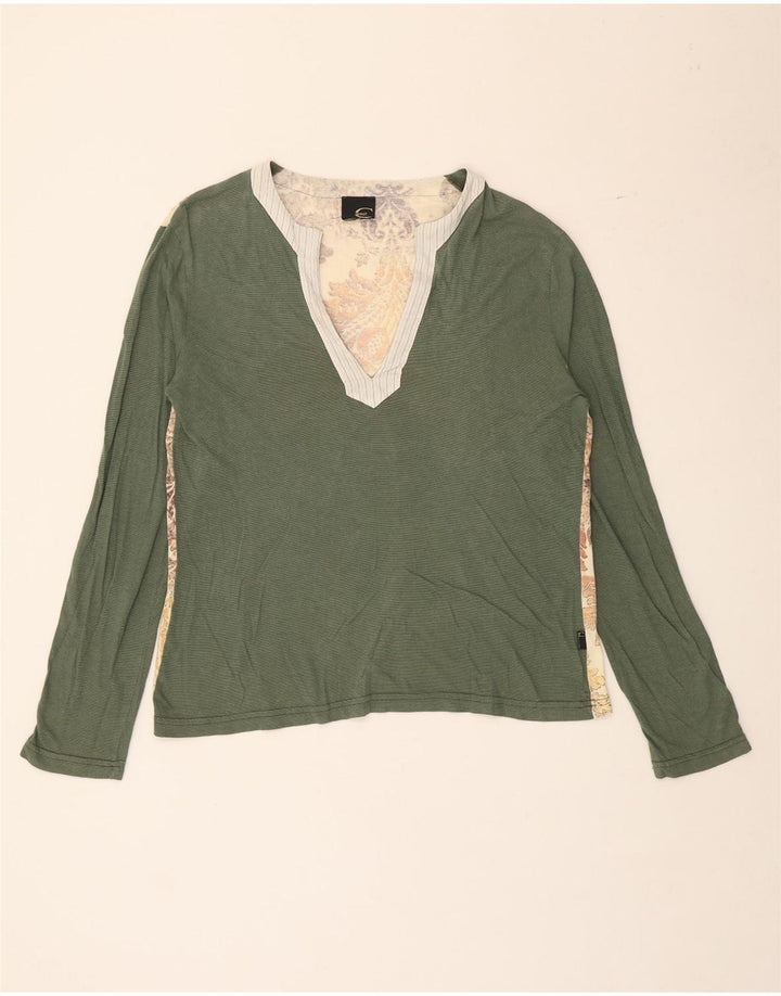 Just Cavalli Womens Top Long Sleeve UK 12 Medium Green Floral