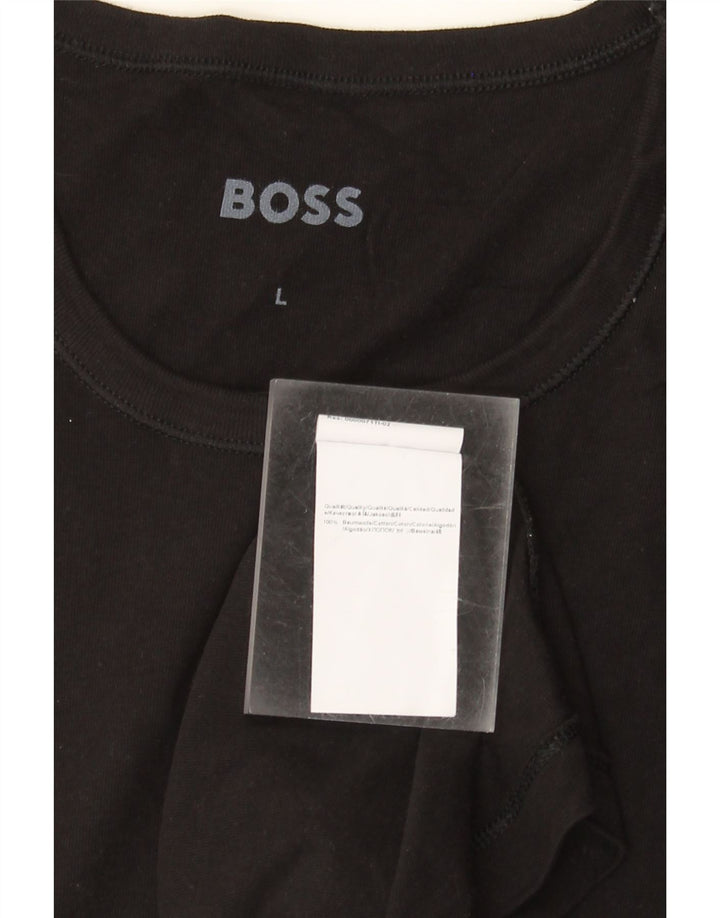 Hugo Boss Mens T-Shirt Top Large Black Cotton