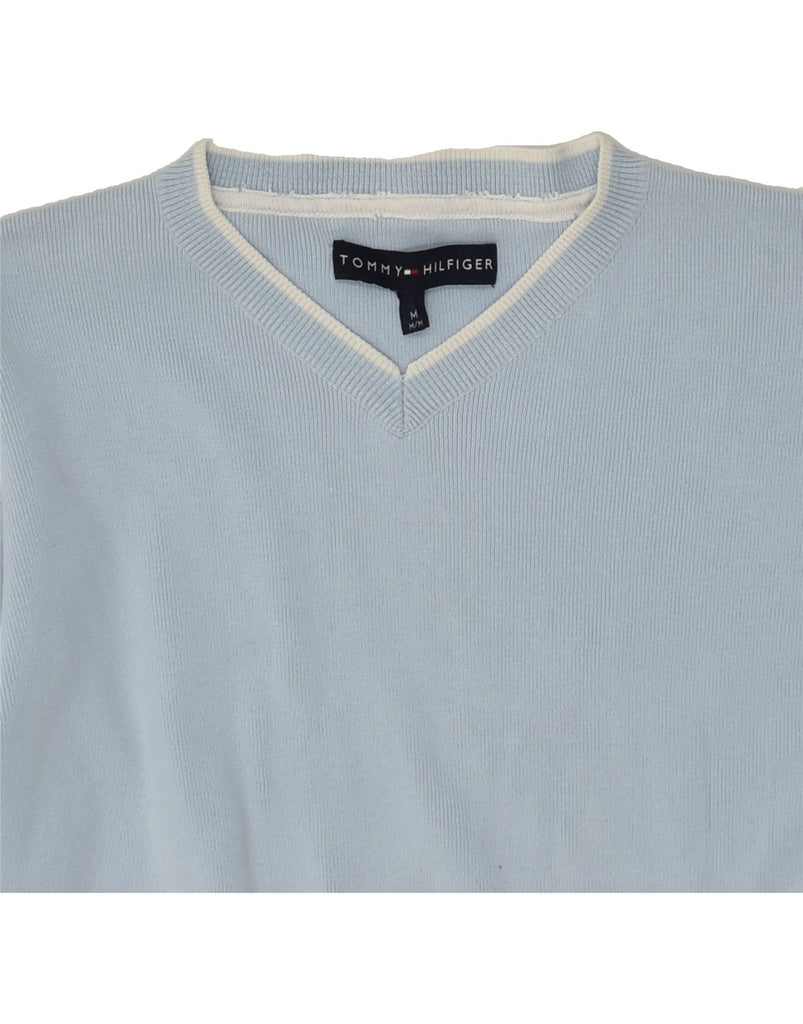 TOMMY HILFIGER Womens Crew Neck Jumper Sweater UK 14 Medium Blue Cotton | Vintage Tommy Hilfiger | Thrift | Second-Hand Tommy Hilfiger | Used Clothing | Messina Hembry 