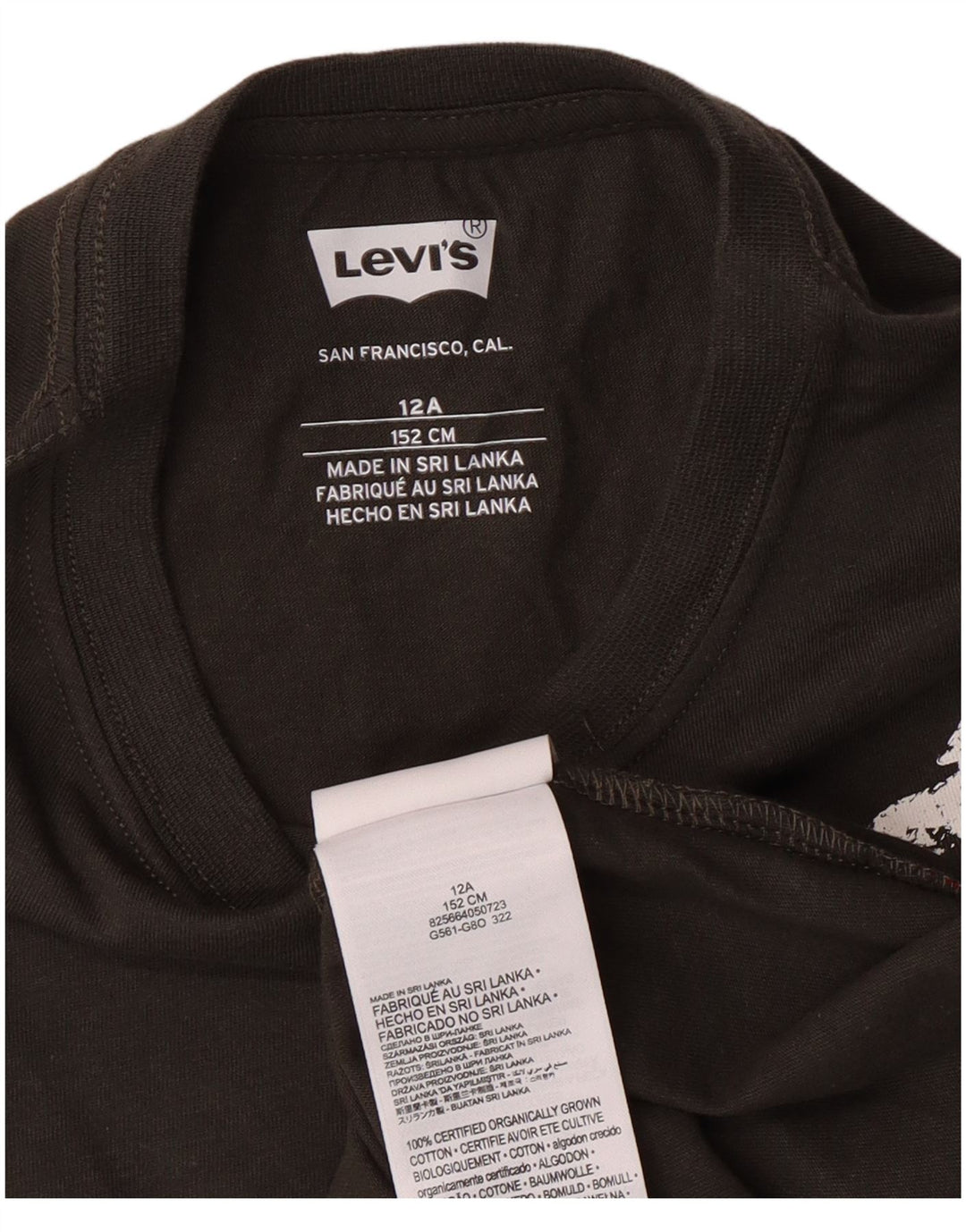 LEVI'S Boys Graphic T-Shirt Top 11-12 Years Grey Cotton