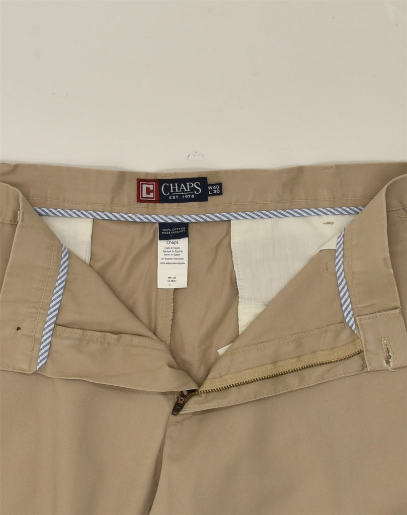 CHAPS Mens Straight Casual Trousers W40 L30 Beige Cotton | Vintage Chaps | Thrift | Second-Hand Chaps | Used Clothing | Messina Hembry 