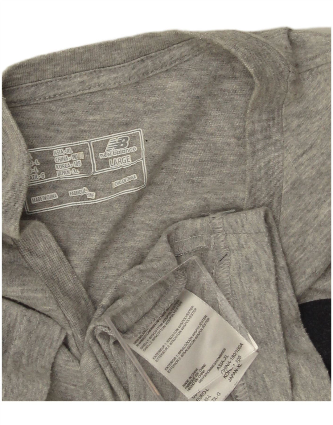 NEW BALANCE Mens Graphic T-Shirt Top Large Grey Flecked Cotton