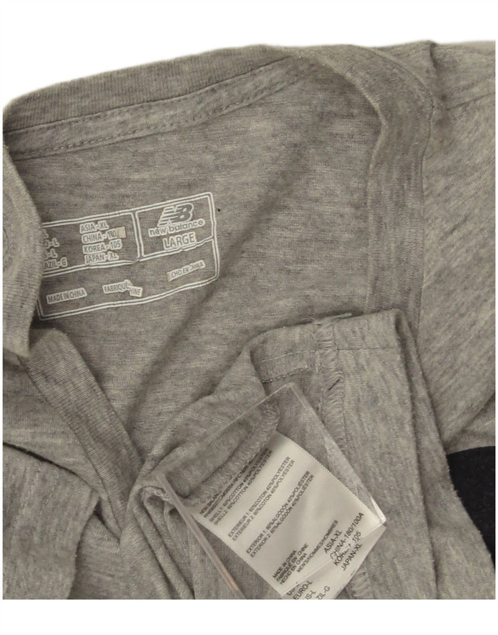 NEW BALANCE Mens Graphic T-Shirt Top Large Grey Flecked Cotton