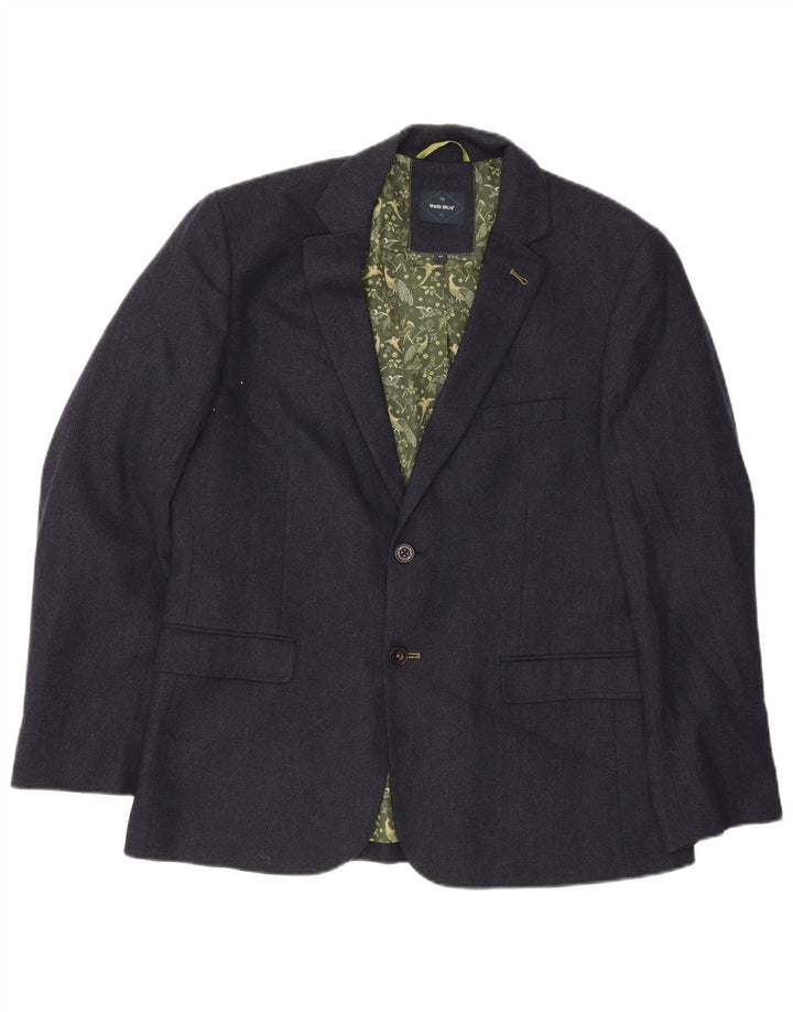 White Stuff Mens 2 Button Blazer Jacket UK 42 XL Navy Blue Wool