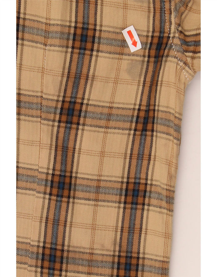 Guess Mens Flannel Shirt Small Beige Check Cotton