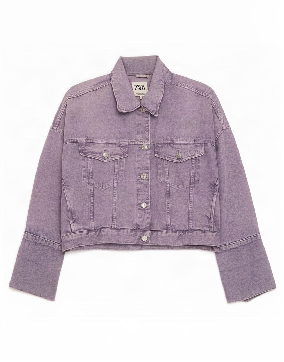 Zara Womens Oversized Denim Jacket UK 14 Medium Purple Cotton