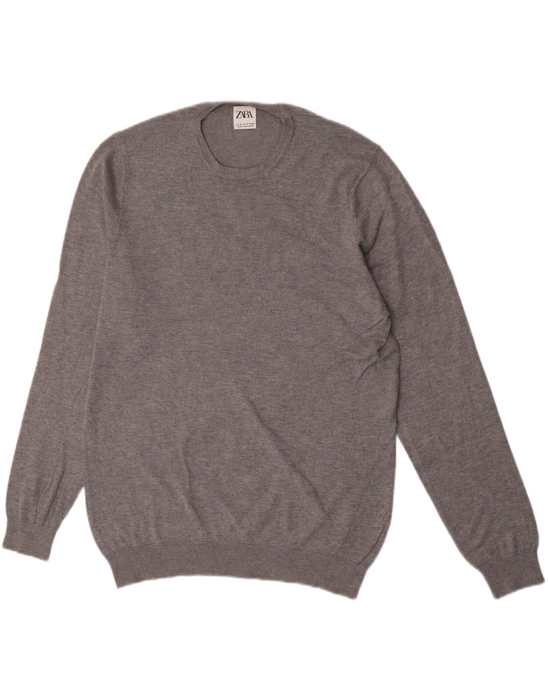 Zara Mens Crew Neck Jumper Sweater Medium Grey