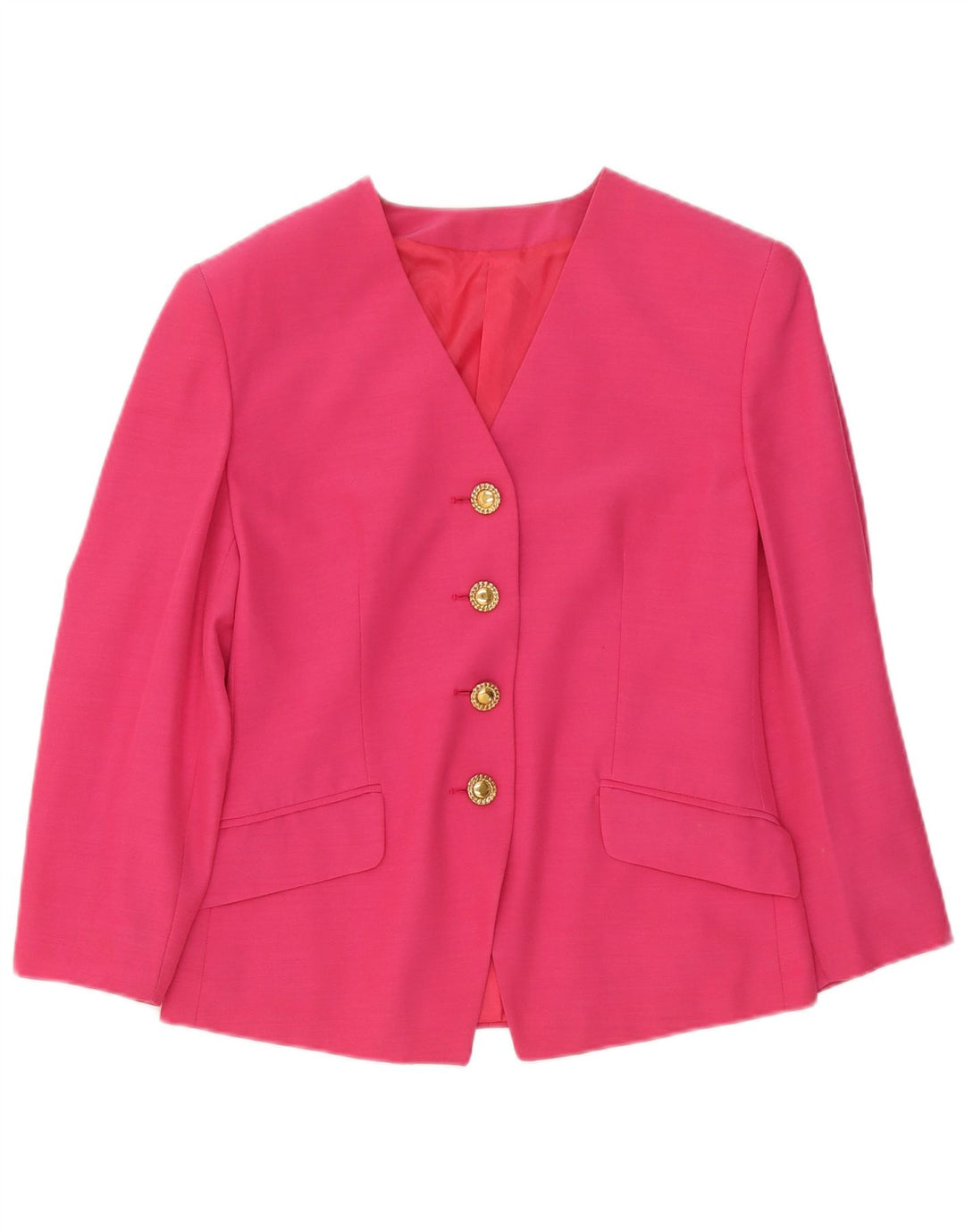 Vintage Womens 4 Button Blazer Jacket IT 42 Medium Pink Acetate