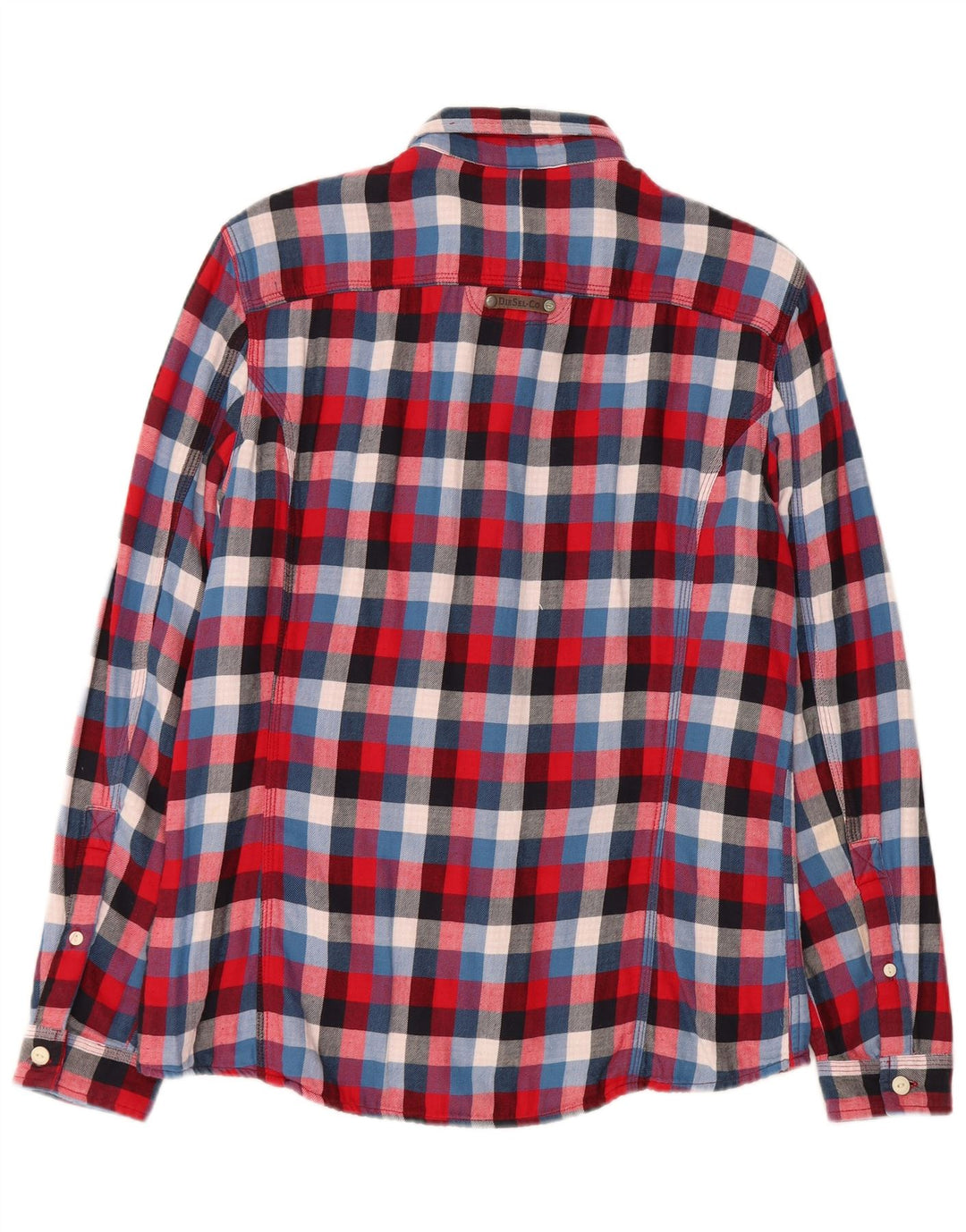 Diesel Mens Flannel Shirt Medium Red Check Cotton