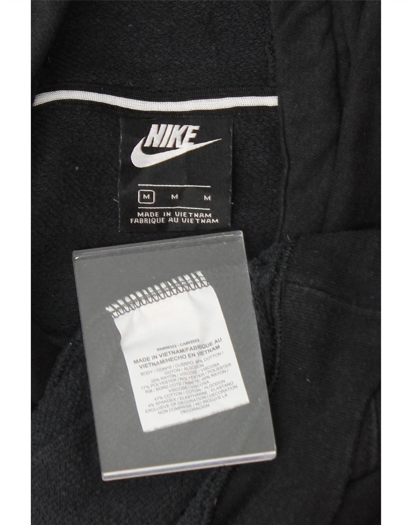 NIKE Womens Oversized Crop Graphic Hoodie Jumper UK 14 Medium Black Cotton Vintage Nike and Second-Hand Nike from Messina Hembry 