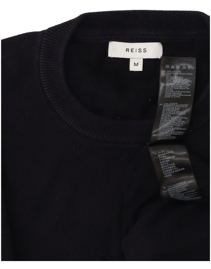 Reiss Mens Crew Neck Jumper Sweater Medium Navy Blue Cotton