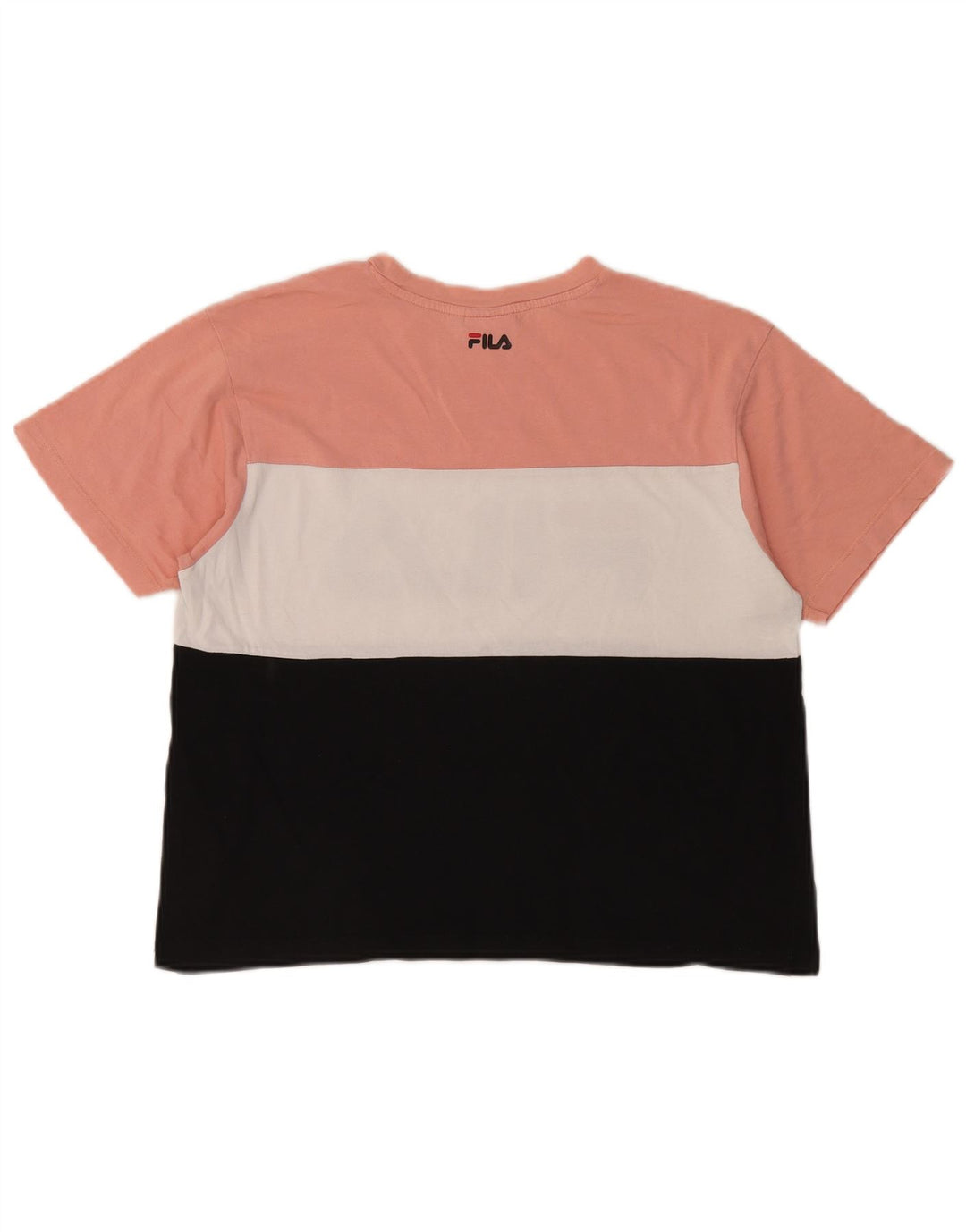Fila Womens Crop Graphic T-Shirt Top UK 14 Medium Multicoloured Colourblock
