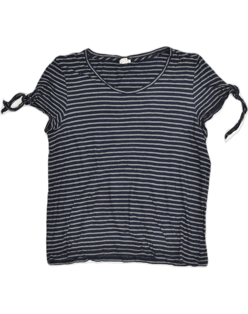 J. CREW Womens T-Shirt Top UK 18 XL Navy Blue Striped Cotton | Vintage J. Crew | Thrift | Second-Hand J. Crew | Used Clothing | Messina Hembry 