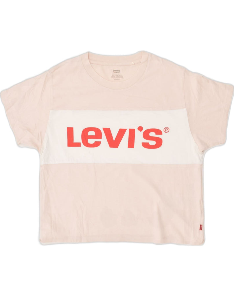 LEVI'S Womens Graphic T-Shirt Top UK 6 XS Pink Cotton | Vintage Levi's | Thrift | Second-Hand Levi's | Used Clothing | Messina Hembry 