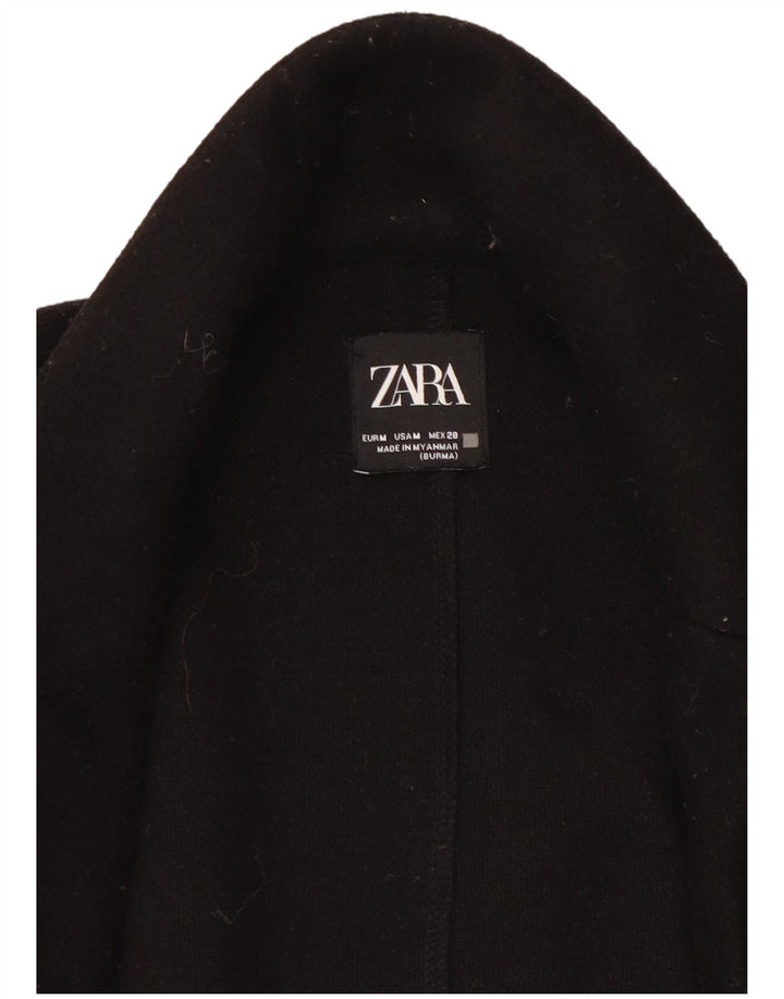 Zara Womens Open Overcoat UK 14 Medium Black