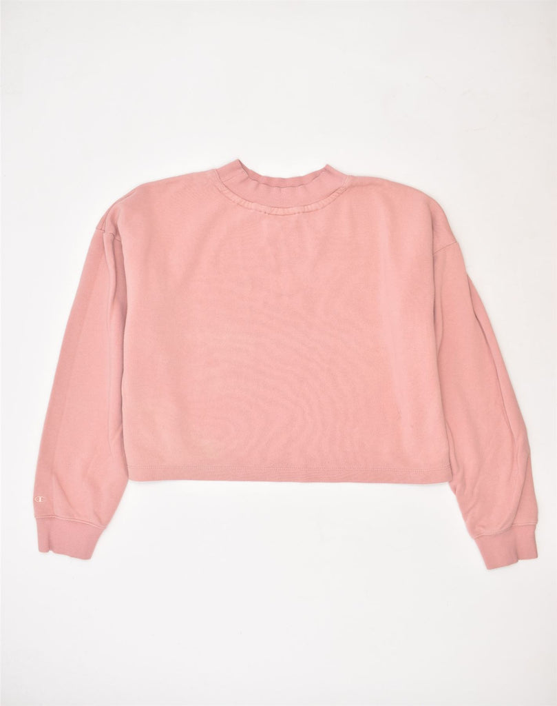 CHAMPION Womens Oversized Sweatshirt Jumper UK 16 Large Pink Cotton | Vintage | Thrift | Second-Hand | Used Clothing | Messina Hembry 