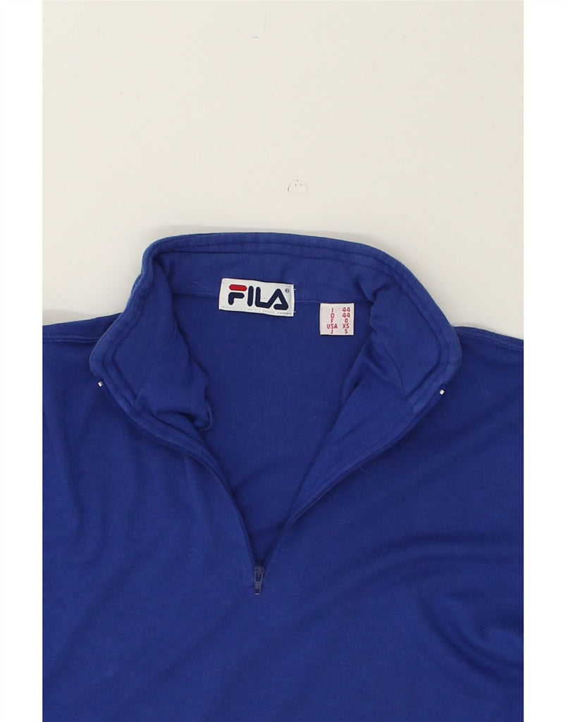 FILA Mens 1/4 Zip Top Long Sleeve IT 44 XS Blue Cotton | Vintage Fila | Thrift | Second-Hand Fila | Used Clothing | Messina Hembry 