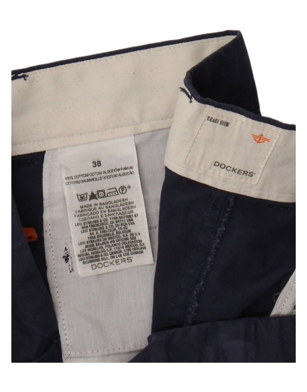 DOCKERS Mens Chino Shorts  W38 XL Navy Blue Cotton Vintage Dockers and Second-Hand Dockers from Messina Hembry 