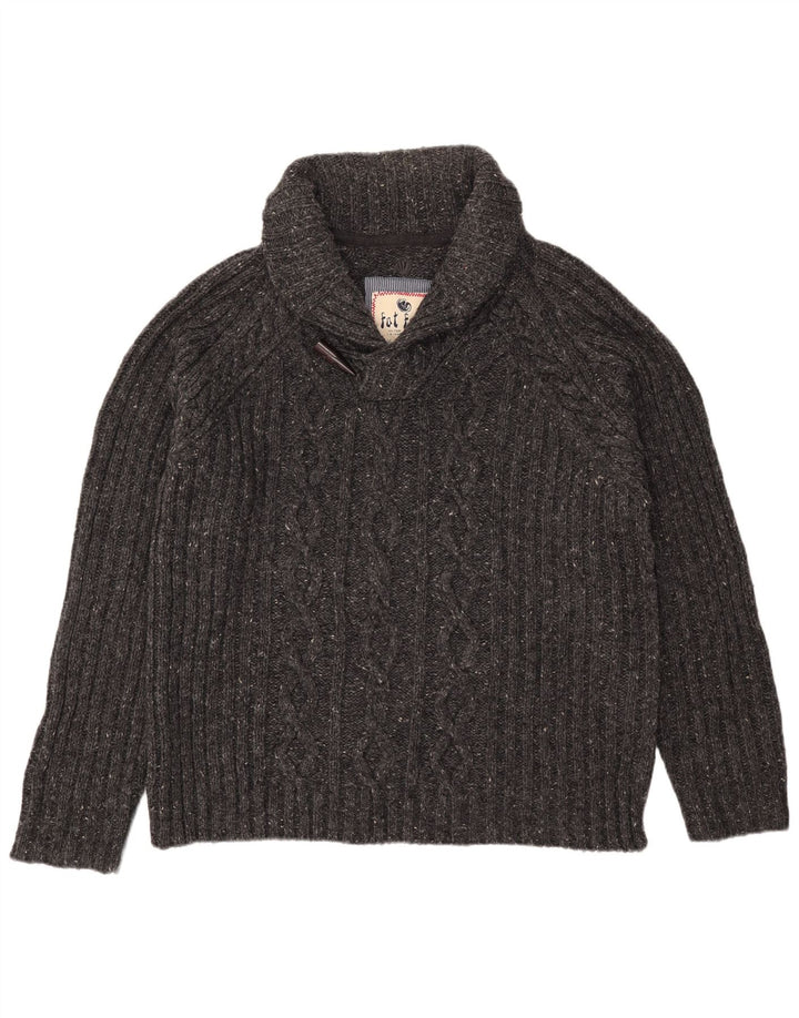 Fat Face Mens Shawl Neck Jumper Sweater XL Grey Flecked Wool